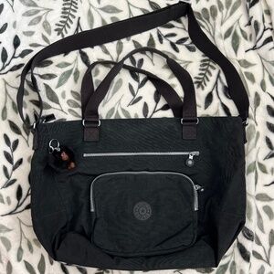 Kipling Black Nylon Tote Crossbody Bag